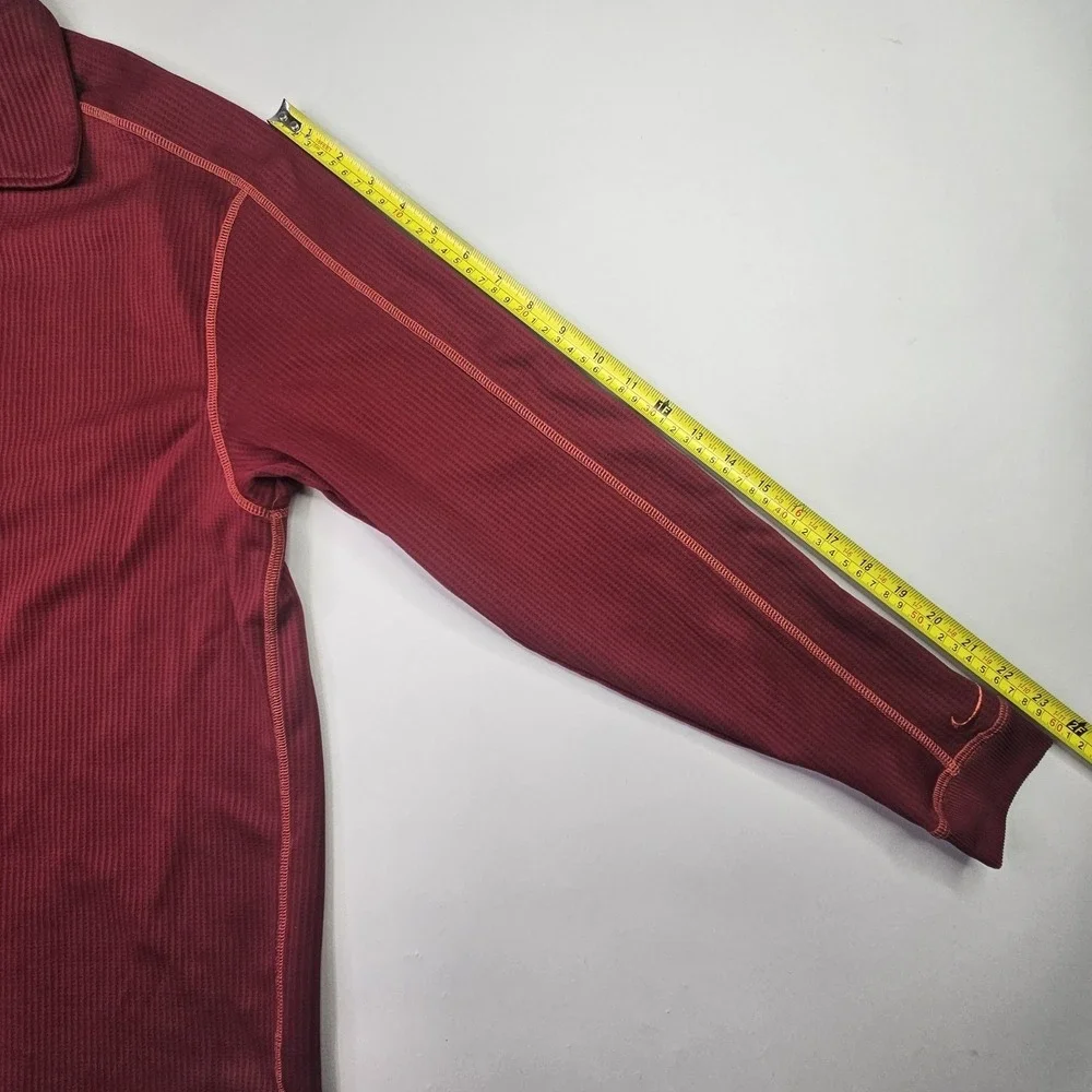 Nike Golf Shirt Men's Medium Red Maroon Long Sleeve Polo Waffle Knit Pullover
